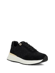 Dune London Black Emotion Gold Clip Lace Up Runner Trainers - Image 3 of 6