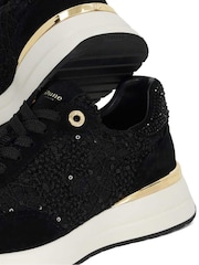 Dune London Black Emotion Gold Clip Lace Up Runner Trainers - Image 6 of 6