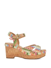 Dune London Wide Fit Kelulu Cork Cross Wrap Wedge Sandals - Image 2 of 6