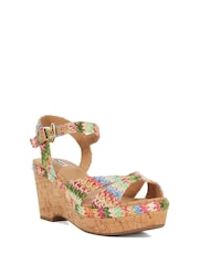Dune London Wide Fit Kelulu Cork Cross Wrap Wedge Sandals - Image 3 of 6