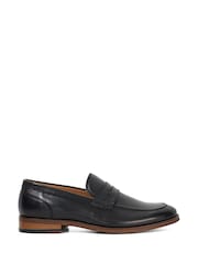 Dune London Black Wide Fit Sulli Natural Sole Penny Loafers - Image 1 of 5