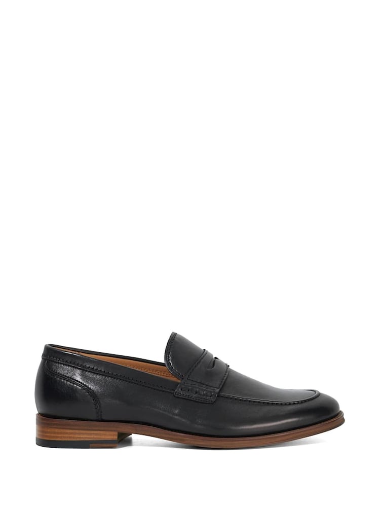 Dune London Black Wide Fit Sulli Natural Sole Penny Loafers - Image 1 of 5
