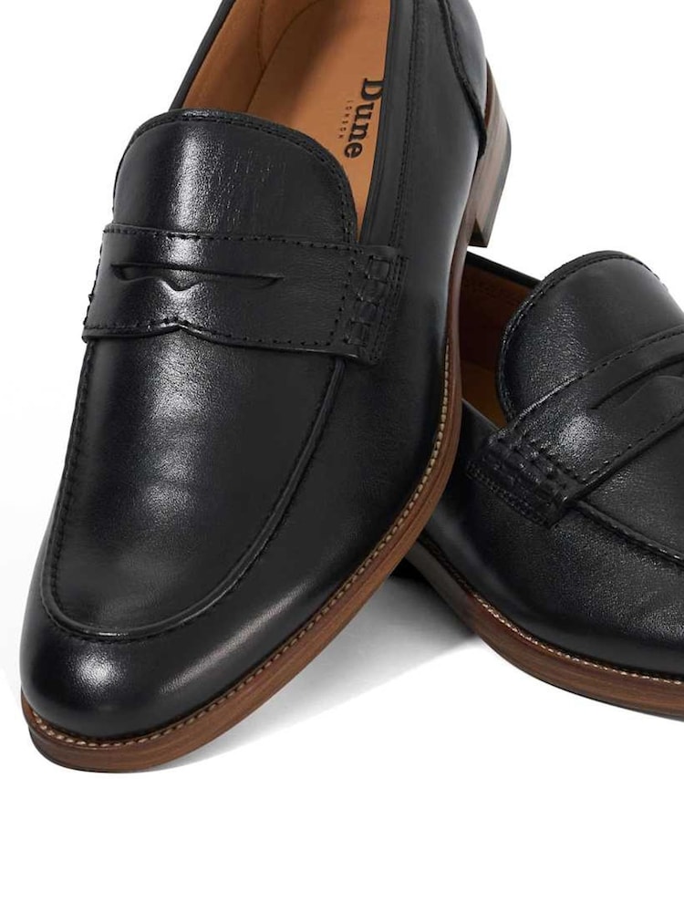 Dune London Black Wide Fit Sulli Natural Sole Penny Loafers - Image 5 of 5