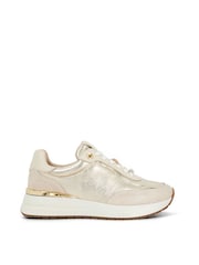Dune London Gold Emotion Gold Clip Lace Up Runner Trainers - Image 1 of 5