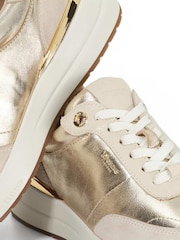 Dune London Gold Emotion Gold Clip Lace Up Runner Trainers - Image 5 of 5