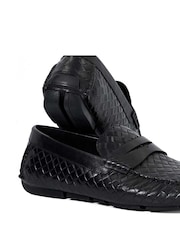 Dune London Black Bradlay Woven Saddle Driver Loafers - Image 5 of 6