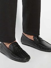 Dune London Black Bradlay Woven Saddle Driver Loafers - Image 6 of 6