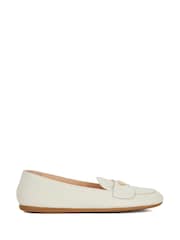 Dune London White Gina Metal Trim Soft Loafers - Image 2 of 6