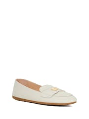 Dune London White Gina Metal Trim Soft Loafers - Image 3 of 6