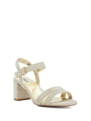 Dune London Gold Tone Wide Fit Merisa 2 Part Block Heel Sandals - Image 2 of 6