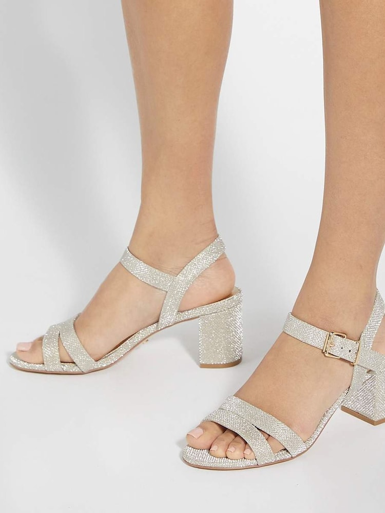 Dune London Gold Tone Wide Fit Merisa 2 Part Block Heel Sandals - Image 6 of 6