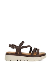 Dune London Brown Lexture Soft Woven Strap Platform Sandals - Image 1 of 6