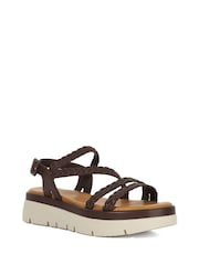 Dune London Brown Lexture Soft Woven Strap Platform Sandals - Image 2 of 6