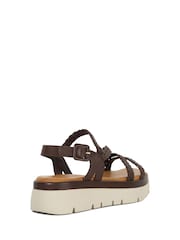 Dune London Brown Lexture Soft Woven Strap Platform Sandals - Image 3 of 6