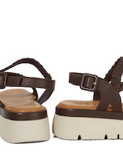 Dune London Brown Lexture Soft Woven Strap Platform Sandals - Image 5 of 6