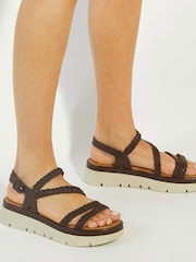 Dune London Brown Lexture Soft Woven Strap Platform Sandals - Image 6 of 6