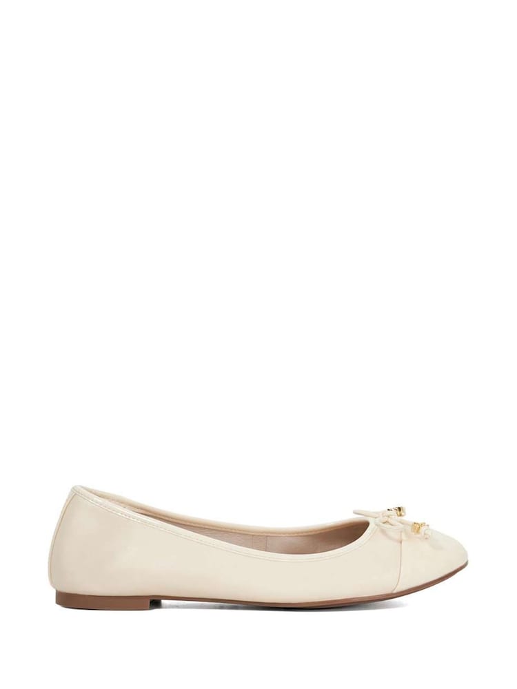 Dune London Cream Wide Fit Hallo Charm Trim Ballet Shoes - Image 1 of 6