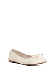 Dune London Cream Wide Fit Hallo Charm Trim Ballet Shoes - Image 2 of 6