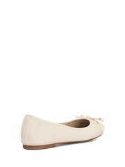 Dune London Cream Wide Fit Hallo Charm Trim Ballet Shoes - Image 3 of 6