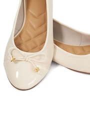 Dune London Cream Wide Fit Hallo Charm Trim Ballet Shoes - Image 5 of 6