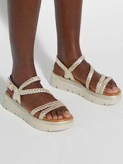 Dune London Gold Lexture Soft Woven Strap Platform Sandals - Image 1 of 6