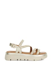 Dune London Gold Lexture Soft Woven Strap Platform Sandals - Image 2 of 6