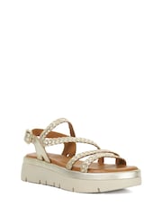 Dune London Gold Lexture Soft Woven Strap Platform Sandals - Image 3 of 6