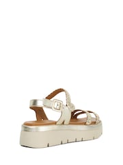 Dune London Gold Lexture Soft Woven Strap Platform Sandals - Image 4 of 6