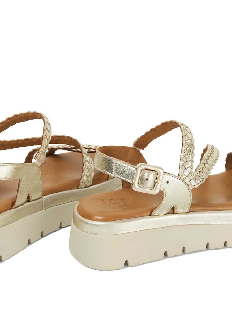 Dune London Gold Lexture Soft Woven Strap Platform Sandals - Image 6 of 6