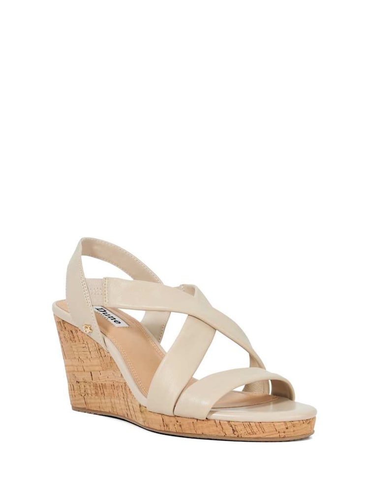Dune London Cream Regular Fit Kamies Cross Strap Wedge Sandals - Image 3 of 6