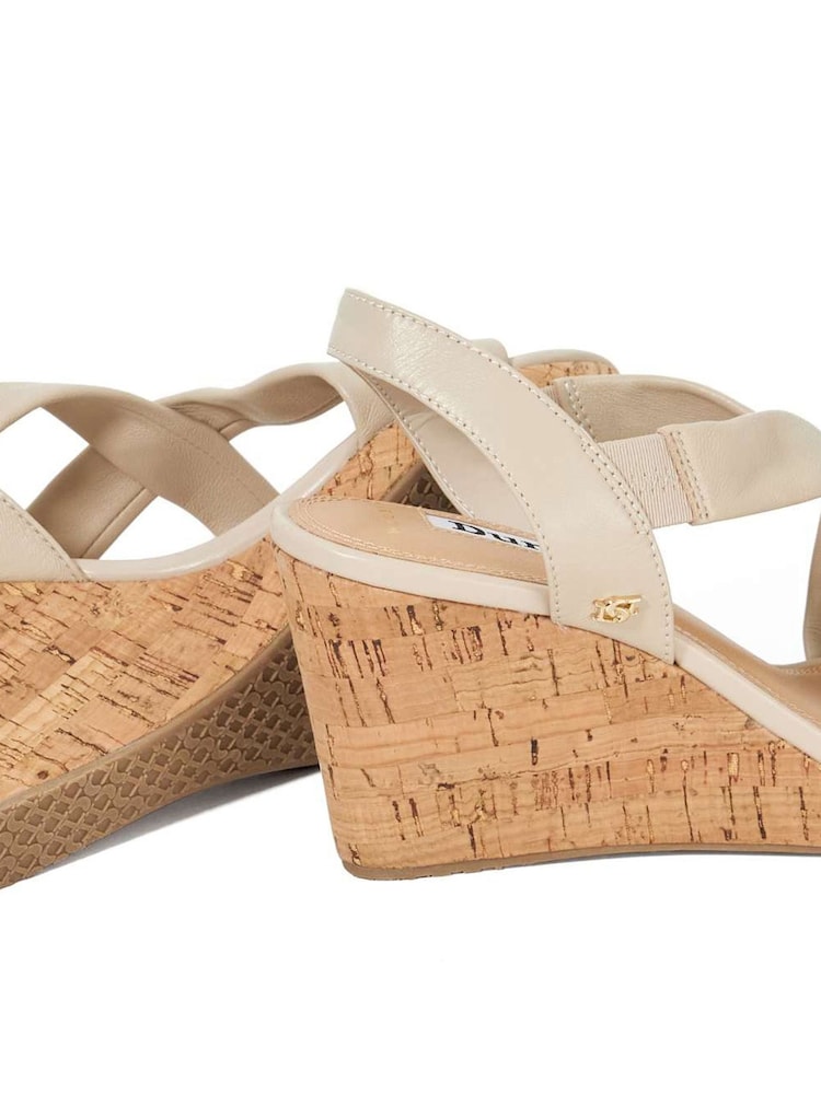 Dune London Cream Regular Fit Kamies Cross Strap Wedge Sandals - Image 5 of 6