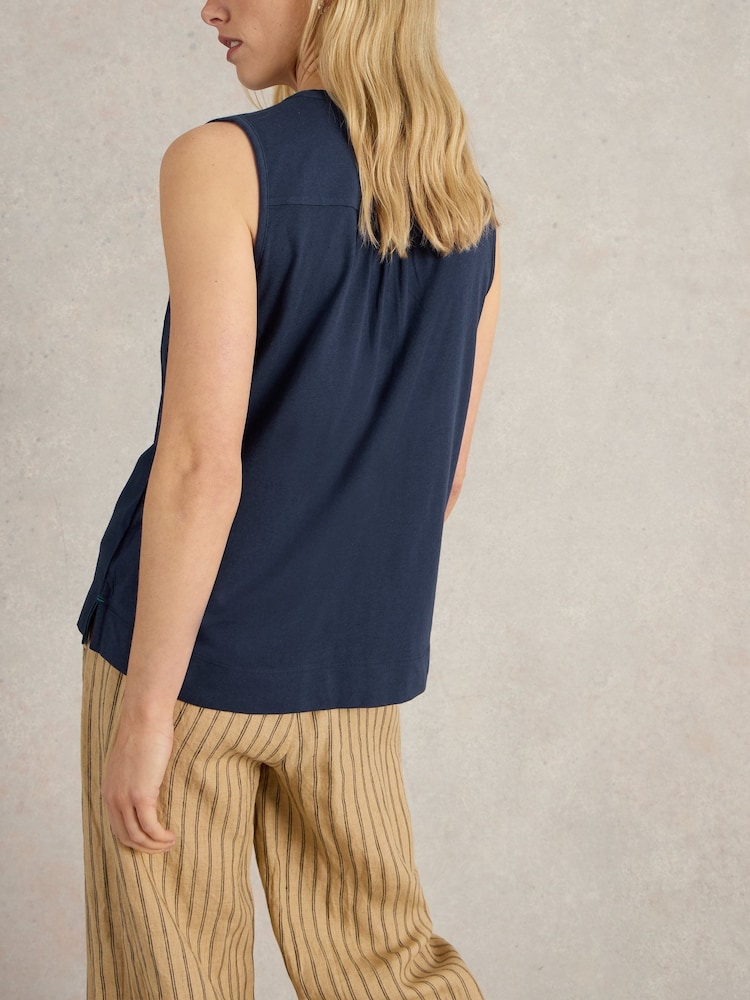 White Stuff Blue Delilah Button Top - Image 2 of 6