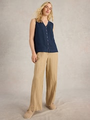 White Stuff Blue Delilah Button Top - Image 3 of 6