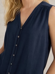 White Stuff Blue Delilah Button Top - Image 4 of 6