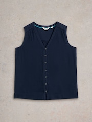White Stuff Blue Delilah Button Top - Image 5 of 6