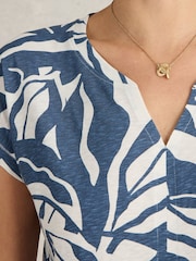 White Stuff Blue Nelly Notch Neck 100% Cotton T-Shirt - Image 4 of 6