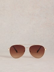 White Stuff Gold Aviator Style Glasses - Image 1 of 4