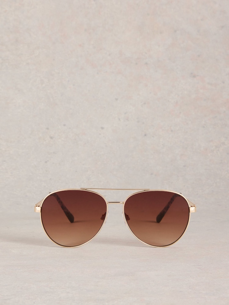 White Stuff Gold Aviator Style Glasses - Image 1 of 4