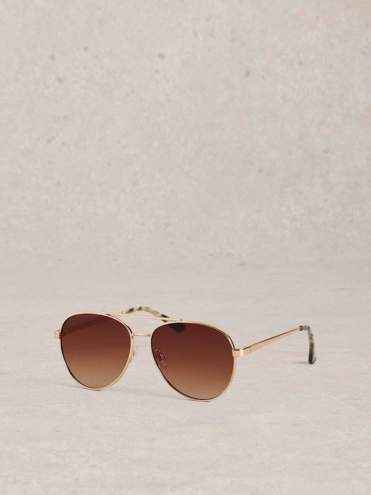 White Stuff Gold Aviator Style Glasses - Image 2 of 4