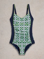White Stuff Dark Blue Splash Control Swimsuit - Image 5 of 6