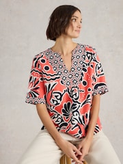 White Stuff Red Ash Linen Blend Top - Image 1 of 6