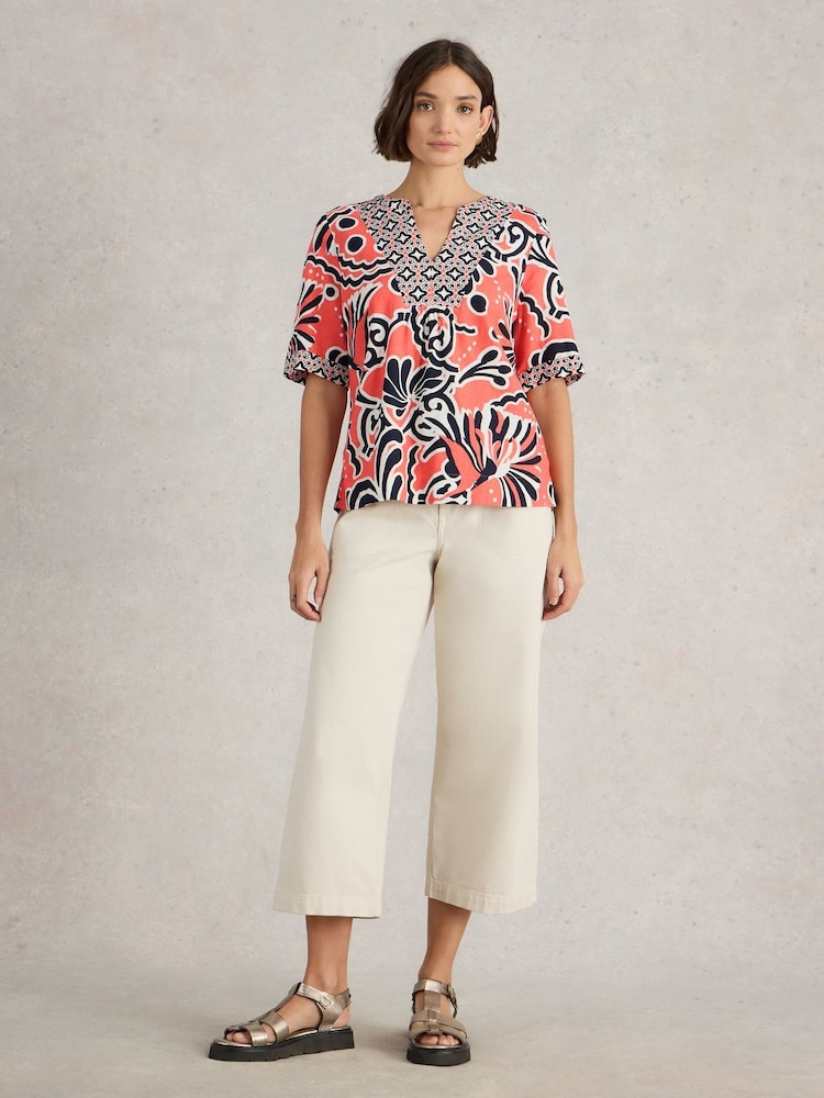 White Stuff Red Ash Linen Blend Top - Image 3 of 6