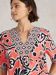 White Stuff Red Ash Linen Blend Top - Image 4 of 6