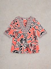 White Stuff Red Ash Linen Blend Top - Image 5 of 6