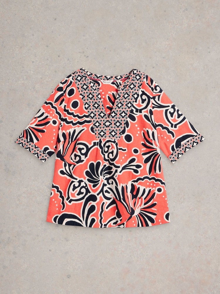 White Stuff Red Ash Linen Blend Top - Image 5 of 6