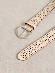 White Stuff White Punch Out Floral Print Belt - Image 2 of 3