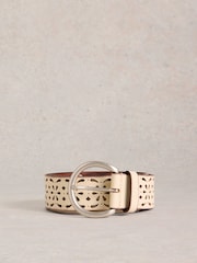 White Stuff White Punch Out Floral Print Belt - Image 3 of 3