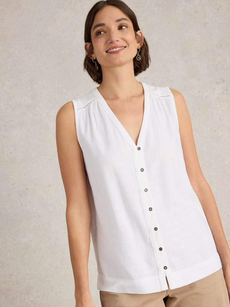 White Stuff White Delilah Button Top - Image 1 of 6 White Stuff White Delilah Button Top - Image 1 of 6