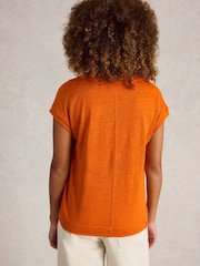 White Stuff Orange Iris 100% Linen T-Shirt - Image 3 of 6