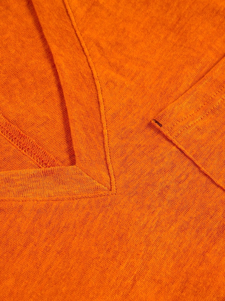 White Stuff Orange Iris 100% Linen T-Shirt - Image 6 of 6